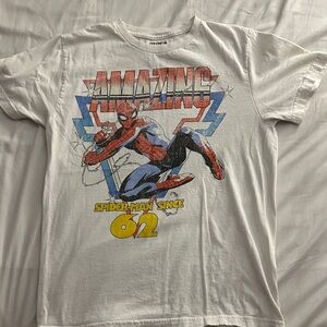 Spiderman White Tee with Red and Blue Graphic